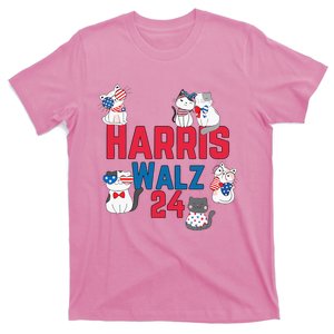 Cat Ladies For Harris Waltz 2024 Election T-Shirt