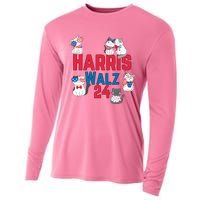 Cat Ladies For Harris Waltz 2024 Election Cooling Performance Long Sleeve Crew