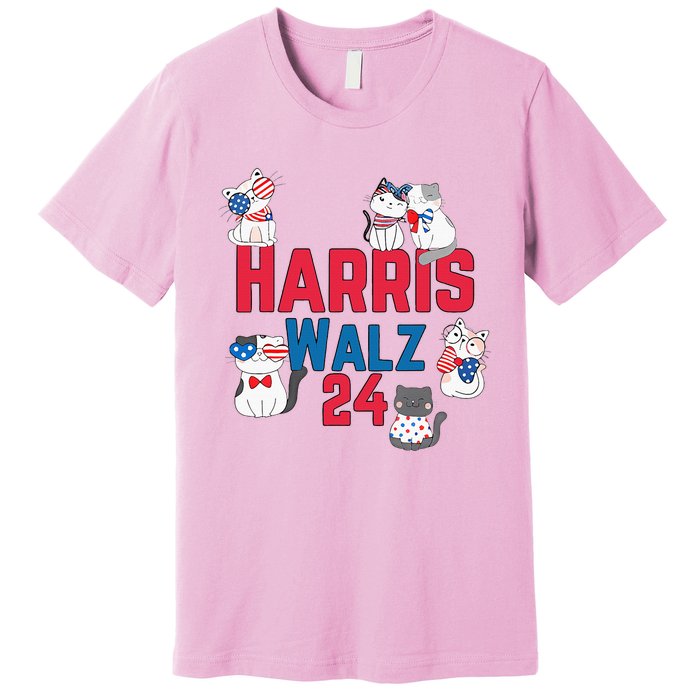 Cat Ladies For Harris Waltz 2024 Election Premium T-Shirt