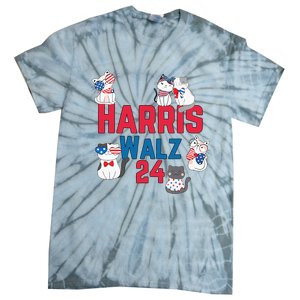 Cat Ladies For Harris Waltz 2024 Election Tie-Dye T-Shirt