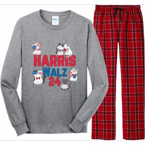 Cat Ladies For Harris Waltz 2024 Election Long Sleeve Pajama Set