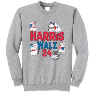 Cat Ladies For Harris Waltz 2024 Election Tall Sweatshirt