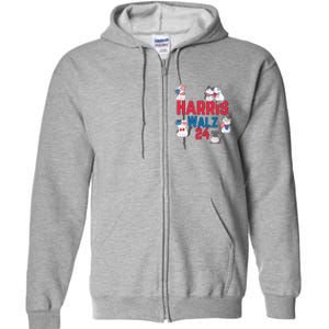 Cat Ladies For Harris Waltz 2024 Election Full Zip Hoodie