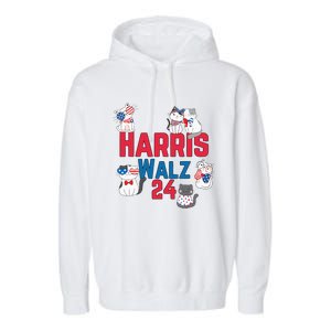 Cat Ladies For Harris Waltz 2024 Election Garment-Dyed Fleece Hoodie