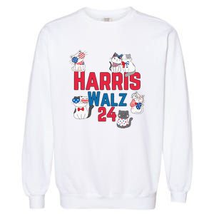 Cat Ladies For Harris Waltz 2024 Election Garment-Dyed Sweatshirt