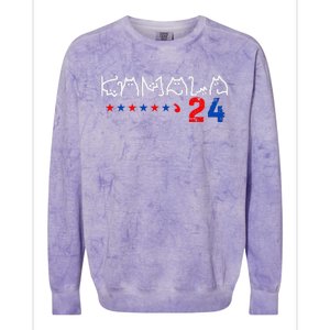 Cat Ladies For Kamala Cat 2024 President Kamala Harris Colorblast Crewneck Sweatshirt