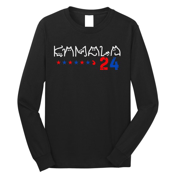 Cat Ladies For Kamala Cat 2024 President Kamala Harris Long Sleeve Shirt