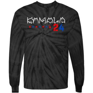 Cat Ladies For Kamala Cat 2024 President Kamala Harris Tie-Dye Long Sleeve Shirt