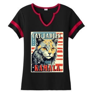 Cat Ladies For Kamala Funny Cat 2024 Ladies Halftime Notch Neck Tee