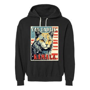 Cat Ladies For Kamala Funny Cat 2024 Garment-Dyed Fleece Hoodie