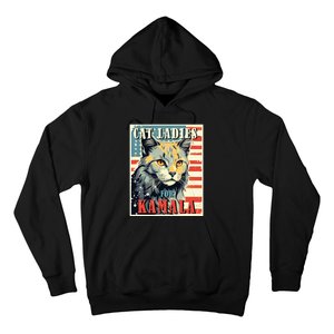 Cat Ladies For Kamala Funny Cat 2024 Hoodie