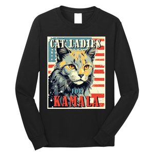 Cat Ladies For Kamala Funny Cat 2024 Long Sleeve Shirt