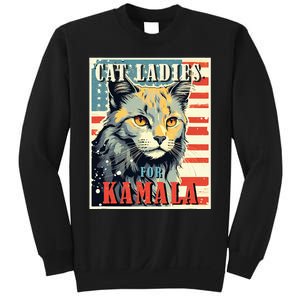 Cat Ladies For Kamala Funny Cat 2024 Sweatshirt