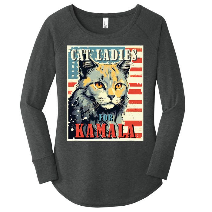 Cat Ladies For Kamala Funny Cat 2024 Women's Perfect Tri Tunic Long Sleeve Shirt