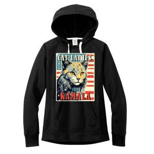 Cat Ladies For Kamala Funny Cat 2024 Women's Fleece Hoodie