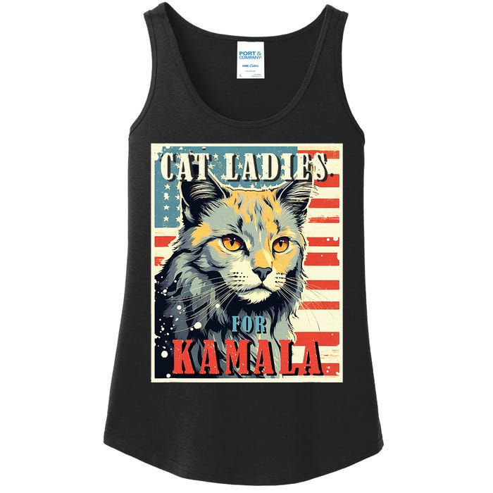 Cat Ladies For Kamala Funny Cat 2024 Ladies Essential Tank