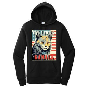 Cat Ladies For Kamala Funny Cat 2024 Women's Pullover Hoodie