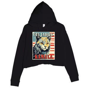 Cat Ladies For Kamala Funny Cat 2024 Crop Fleece Hoodie