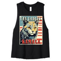 Cat Ladies For Kamala Funny Cat 2024 Women's Racerback Cropped Tank