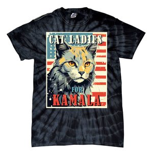 Cat Ladies For Kamala Funny Cat 2024 Tie-Dye T-Shirt