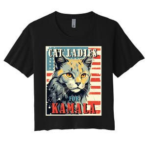 Cat Ladies For Kamala Funny Cat 2024 Women's Crop Top Tee