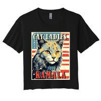 Cat Ladies For Kamala Funny Cat 2024 Women's Crop Top Tee