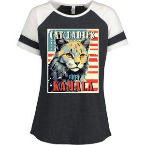 Cat Ladies For Kamala Funny Cat 2024 Enza Ladies Jersey Colorblock Tee