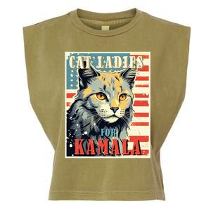 Cat Ladies For Kamala Funny Cat 2024 Garment-Dyed Women's Muscle Tee