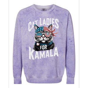 Cat Ladies For Kamala 2024 President Kamala Harris Colorblast Crewneck Sweatshirt