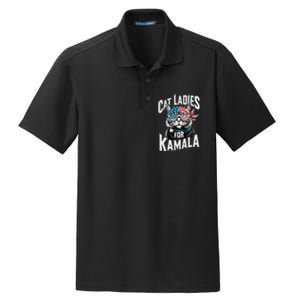 Cat Ladies For Kamala 2024 President Kamala Harris Dry Zone Grid Polo