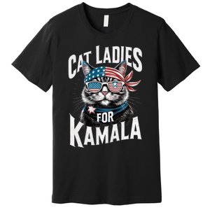 Cat Ladies For Kamala 2024 President Kamala Harris Premium T-Shirt