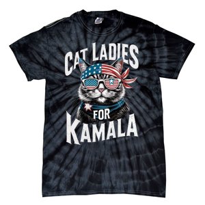 Cat Ladies For Kamala 2024 President Kamala Harris Tie-Dye T-Shirt