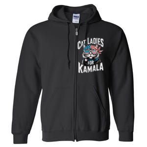 Cat Ladies For Kamala 2024 President Kamala Harris Full Zip Hoodie