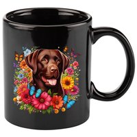 Chocolate Lab Flowers Women Labrador 11oz C Handle Ceramic Mug