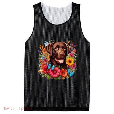 Chocolate Lab Flowers Women Labrador Mesh Reversible Basketball Jersey Tank