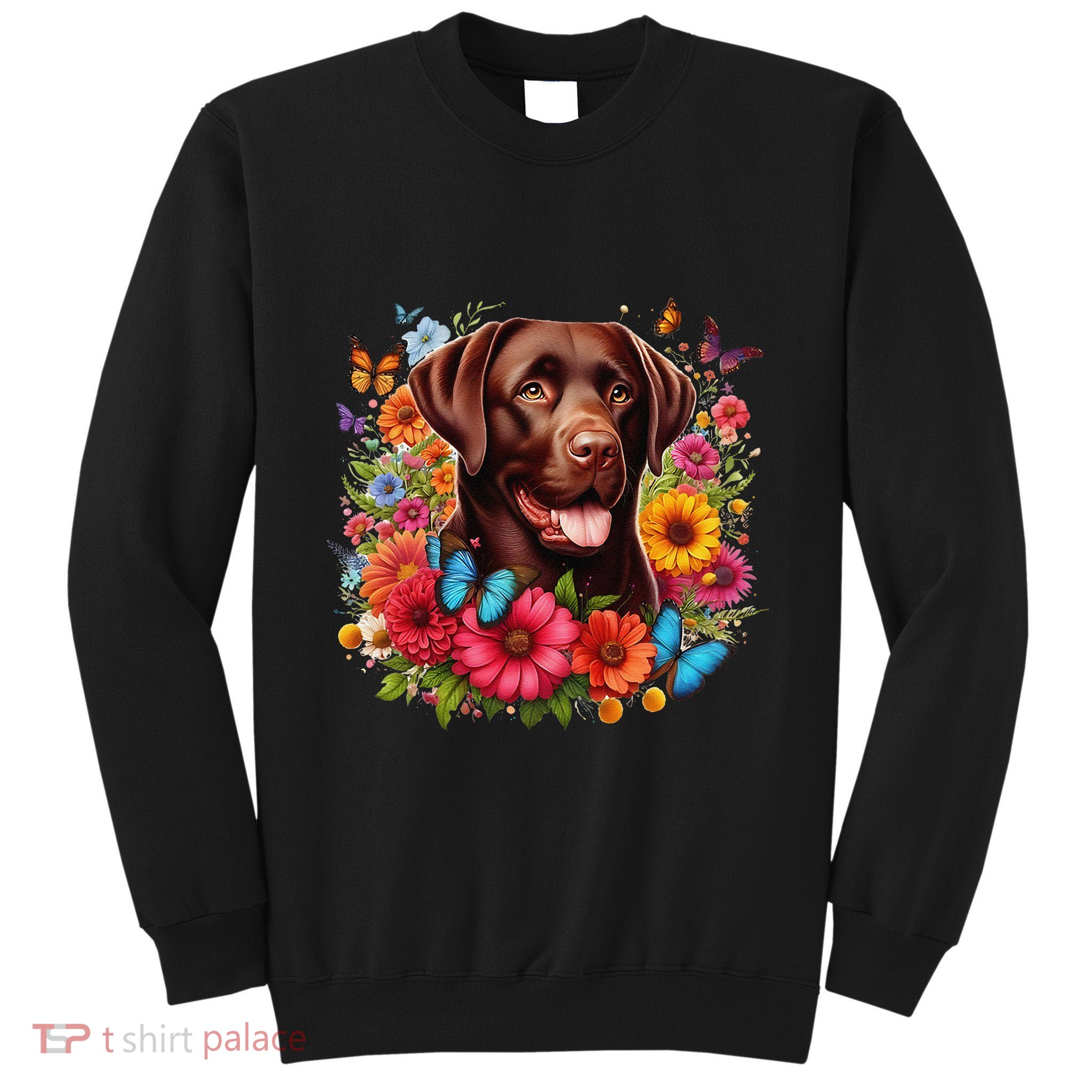 Chocolate Lab Flowers Women Labrador Tall Sweatshirt
