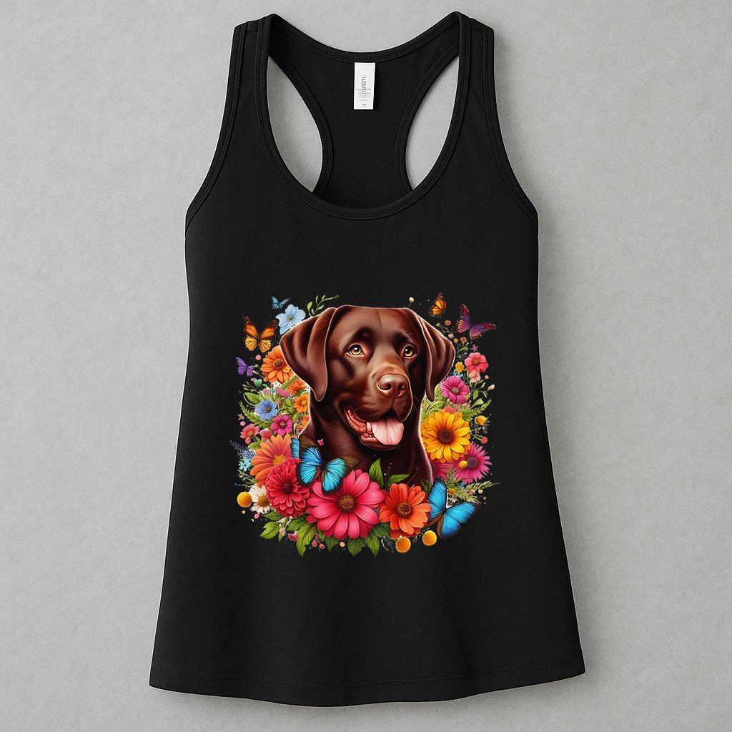 Chocolate Lab Flowers Women Labrador Womens Tank Top