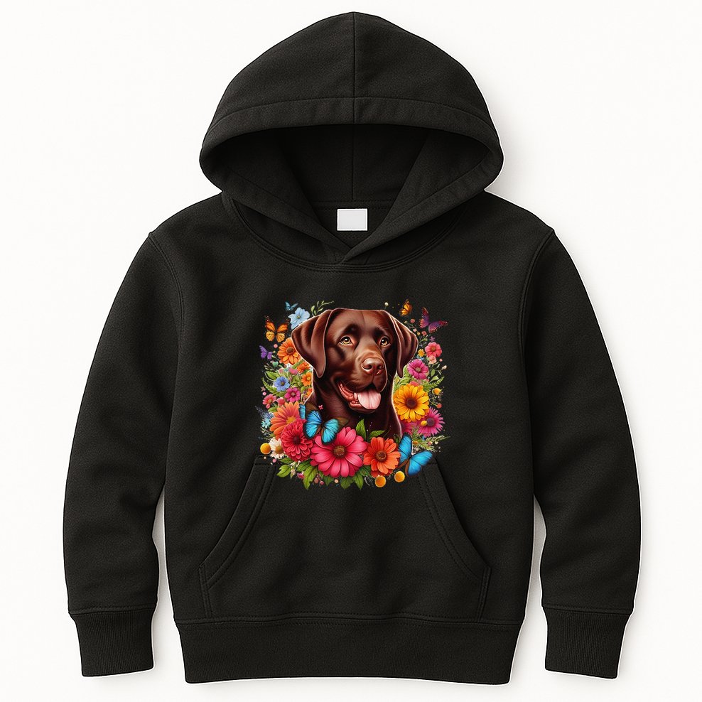 Chocolate Lab Flowers Women Labrador Kids Hoodie