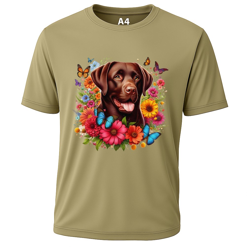 Chocolate Lab Flowers Women Labrador Cooling Performance Crew T-Shirt