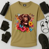 Chocolate Lab Flowers Women Labrador Cooling Performance Crew T-Shirt