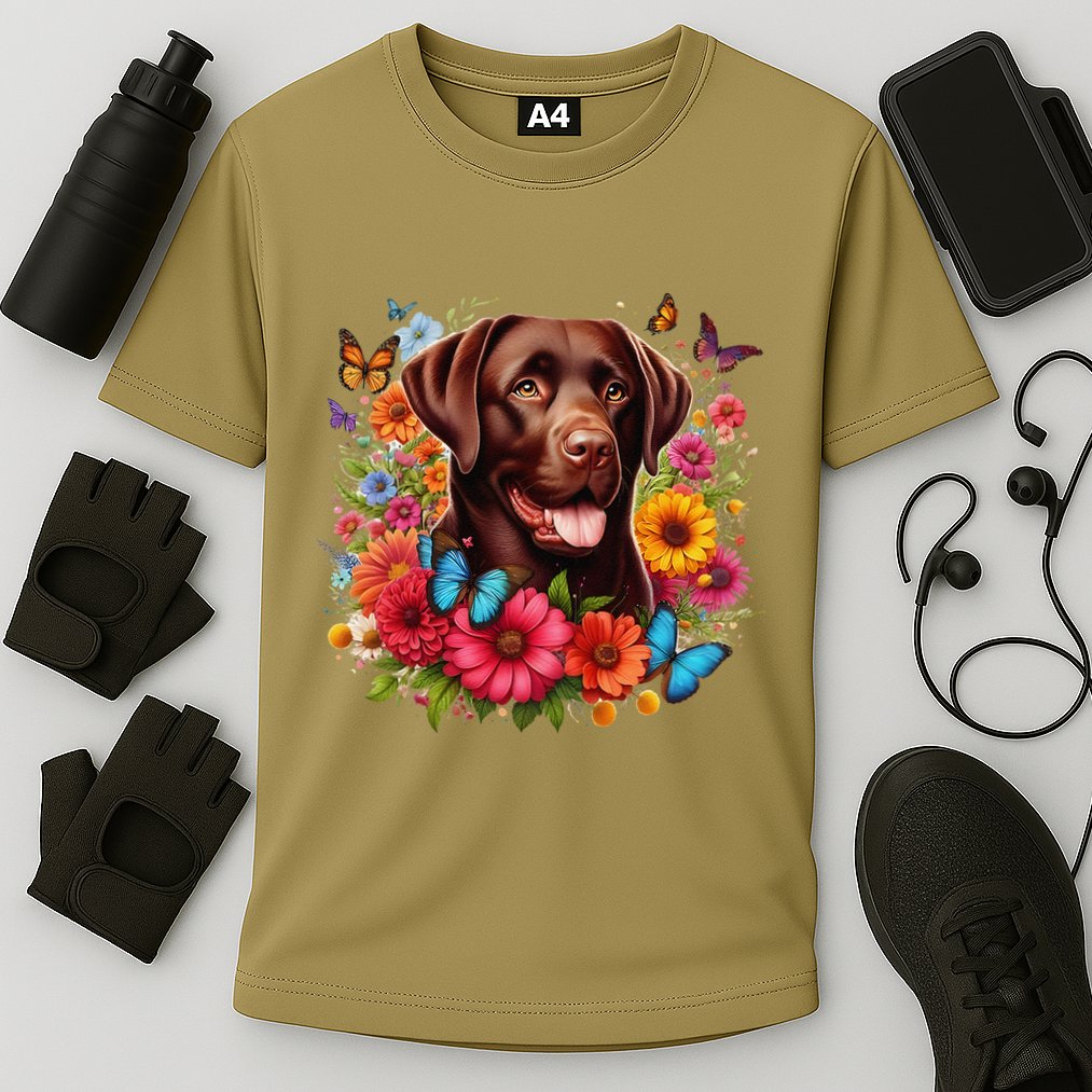 Chocolate Lab Flowers Women Labrador Cooling Performance Crew T-Shirt
