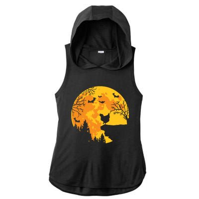 Chicken Lovers Funny Chicken And Moon Halloween Costume Ladies PosiCharge Tri-Blend Wicking Draft Hoodie Tank