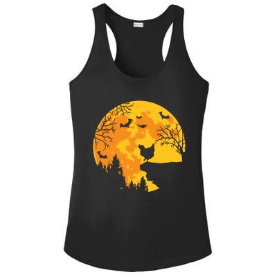 Chicken Lovers Funny Chicken And Moon Halloween Costume Ladies PosiCharge Competitor Racerback Tank