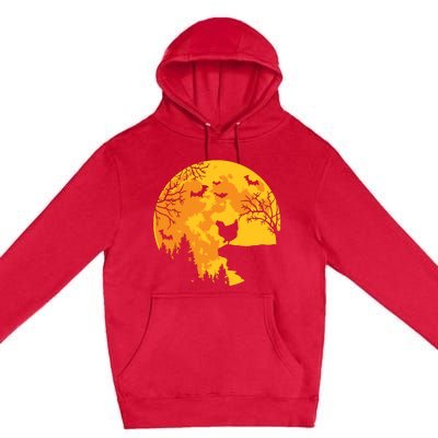 Chicken Lovers Funny Chicken And Moon Halloween Costume Premium Pullover Hoodie