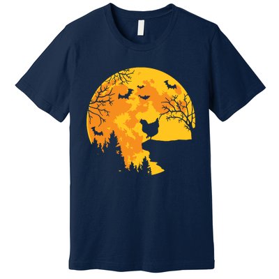 Chicken Lovers Funny Chicken And Moon Halloween Costume Premium T-Shirt