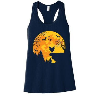 Chicken Lovers Funny Chicken And Moon Halloween Costume Women's Racerback Tank