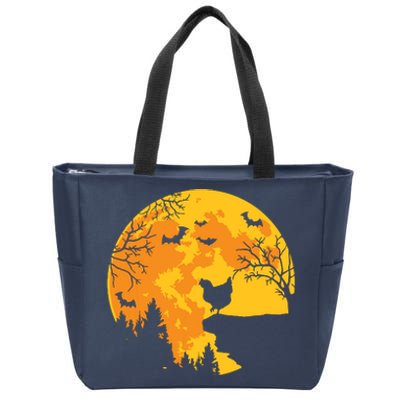 Chicken Lovers Funny Chicken And Moon Halloween Costume Zip Tote Bag