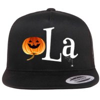 Comma La Funny Kamala Harris Halloween Pumpkin Flat Bill Trucker Hat