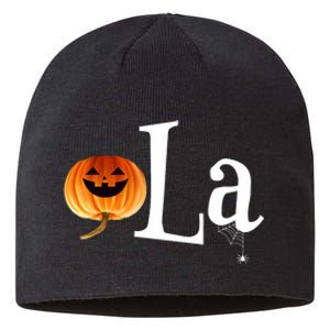 Comma La Funny Kamala Harris Halloween Pumpkin Sustainable Beanie