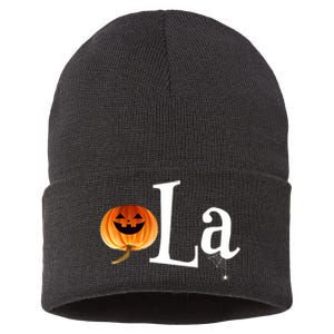 Comma La Funny Kamala Harris Halloween Pumpkin Sustainable Knit Beanie